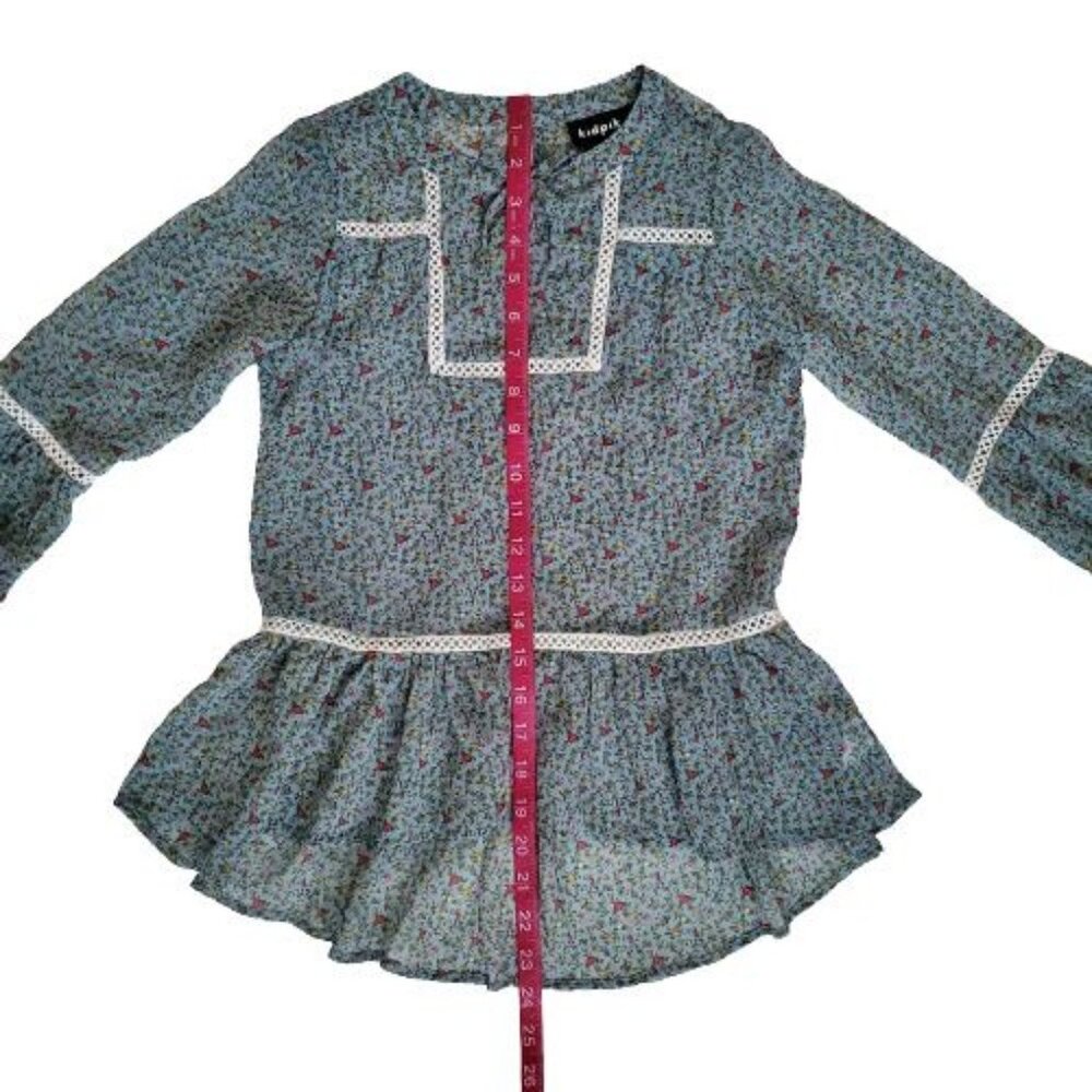 Kidpik Kids Girls Blue Ditsy Floral Long Sleeve Peasant Top Size Small (7/8) - Picture 10 of 10